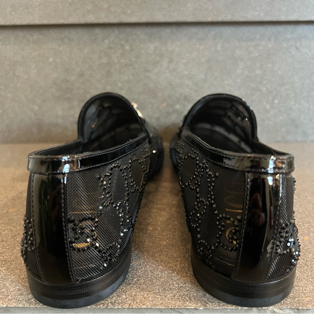 GUCCI Women's GG Crystal Jordaan Loafer in Black, Size 39.5 (US 9.5), NEW - Picture 13 of 17